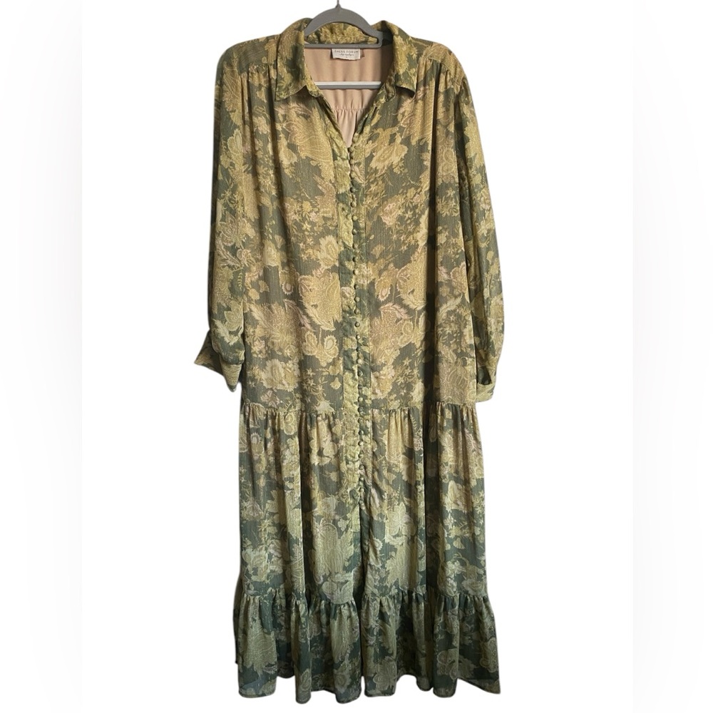 Dress Forum Los Angeles Floral Maxi Dress Green/Multi Size L - Picture 3 of 12